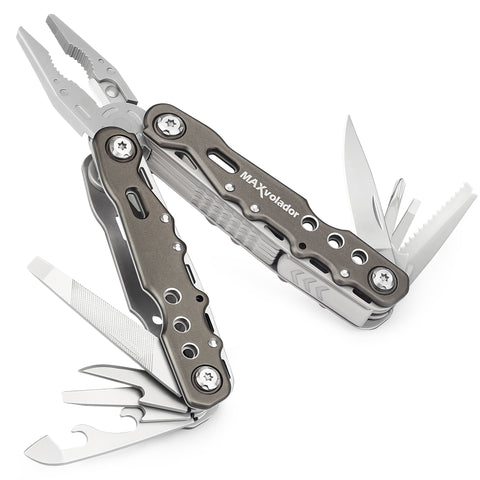New Arrivals MAXVOLADOR Stainless Steel Multitool Pocket Knife, Tactical Multi Tool With Scissors, Saw, Survival Folding Pliers with Replaceable Wire Cutters for Camping, Outdoor