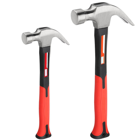 The hot selling item MAXVOLADOR Hammer Set, 8oz & 20oz Claw Hammers, Polished Carbon Steel Hammer-Head & Fiberglass Handle with Rubber Grip