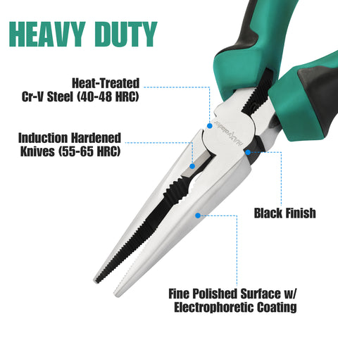 The best selling item MAXVOLADOR Premium 6” Needle Nose Pliers, Paper Clamp Precision, Heavy-Duty CRV Steel, Large Soft Grip with Wire Cutter, Long Nose Cutting Pliers