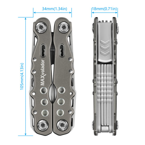New Arrivals MAXVOLADOR Stainless Steel Multitool Pocket Knife, Tactical Multi Tool With Scissors, Saw, Survival Folding Pliers with Replaceable Wire Cutters for Camping, Outdoor