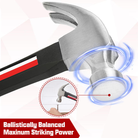 The hot selling item MAXVOLADOR Hammer Set, 8oz & 20oz Claw Hammers, Polished Carbon Steel Hammer-Head & Fiberglass Handle with Rubber Grip