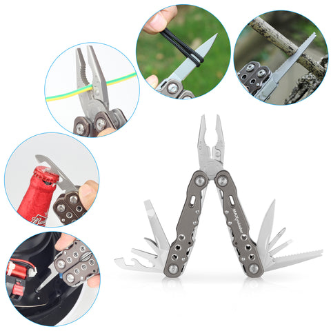 New Arrivals MAXVOLADOR Stainless Steel Multitool Pocket Knife, Tactical Multi Tool With Scissors, Saw, Survival Folding Pliers with Replaceable Wire Cutters for Camping, Outdoor