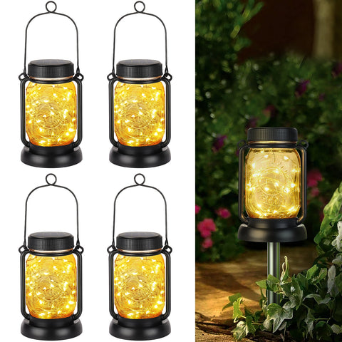 Mlambert 4 Pack Solar Hanging Mason Jar Lights