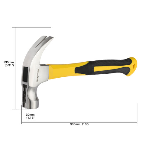 MAXVOLADOR Hammer Fiberglass HIGH QUALITY Forged Hardened Steel Head with polished smooth faced Fiberglass handle with shock absorbing design
