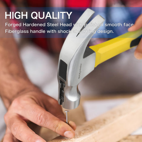 MAXVOLADOR Hammer Fiberglass HIGH QUALITY Forged Hardened Steel Head with polished smooth faced Fiberglass handle with shock absorbing design