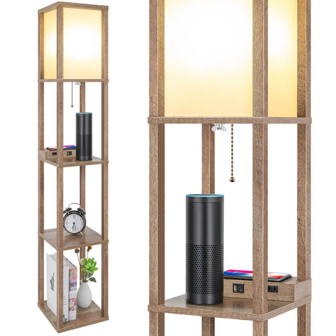 Mlambert Modern Shelf Floor Lamp with Wireless Charger