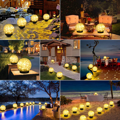 MAXvolador 2-pack Solar Globe Lights with Crackled Glass