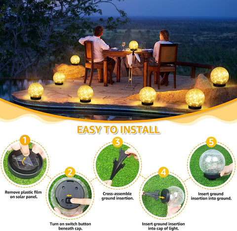MAXvolador 2-pack Solar Globe Lights with Crackled Glass