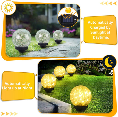 MAXvolador 2-pack Solar Globe Lights with Crackled Glass