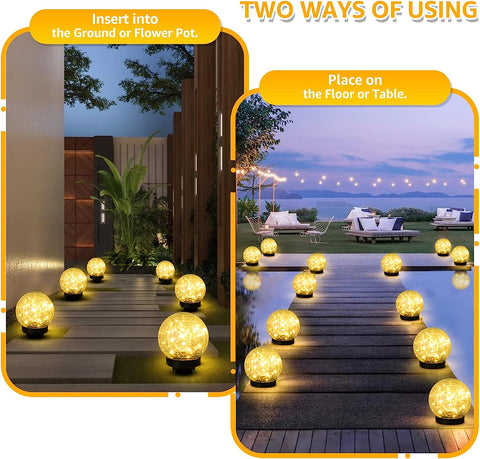 MAXvolador 2-pack Solar Globe Lights with Crackled Glass