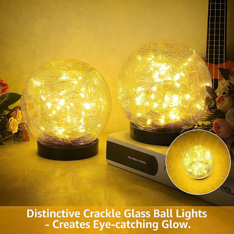 MAXvolador 2-pack Solar Globe Lights with Crackled Glass
