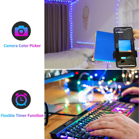 MAXvolador 33FT Sound-Reactive Smart LED RGB Fairy Lights