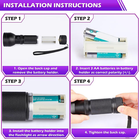 MAXvolador 2-Pack of 51 LED 395nm UV/Blacklight Flashlights