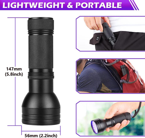 MAXvolador 2-Pack of 51 LED 395nm UV/Blacklight Flashlights