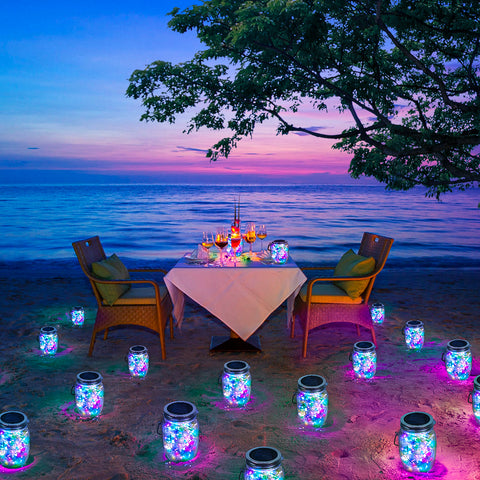 MAXvolador 6-Pack Mason Jar Solar Lights with 3 Light Colors