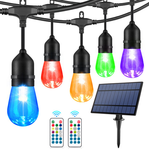 MAXvolador 48FT Solar Outdoor RGB String Lights & 6 Lighting Modes