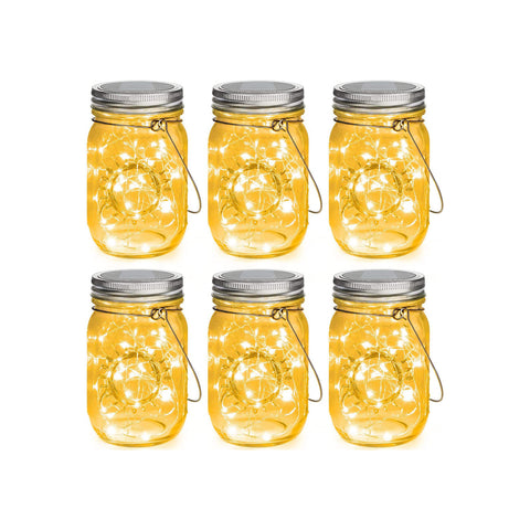 MAXvolador 6-Pack Mason Jar Solar Lights with 3 Light Colors