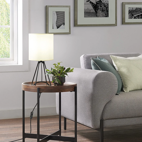 MAXvolador Set of 2 Bedside Table Lamps with Linen Fabric Shade