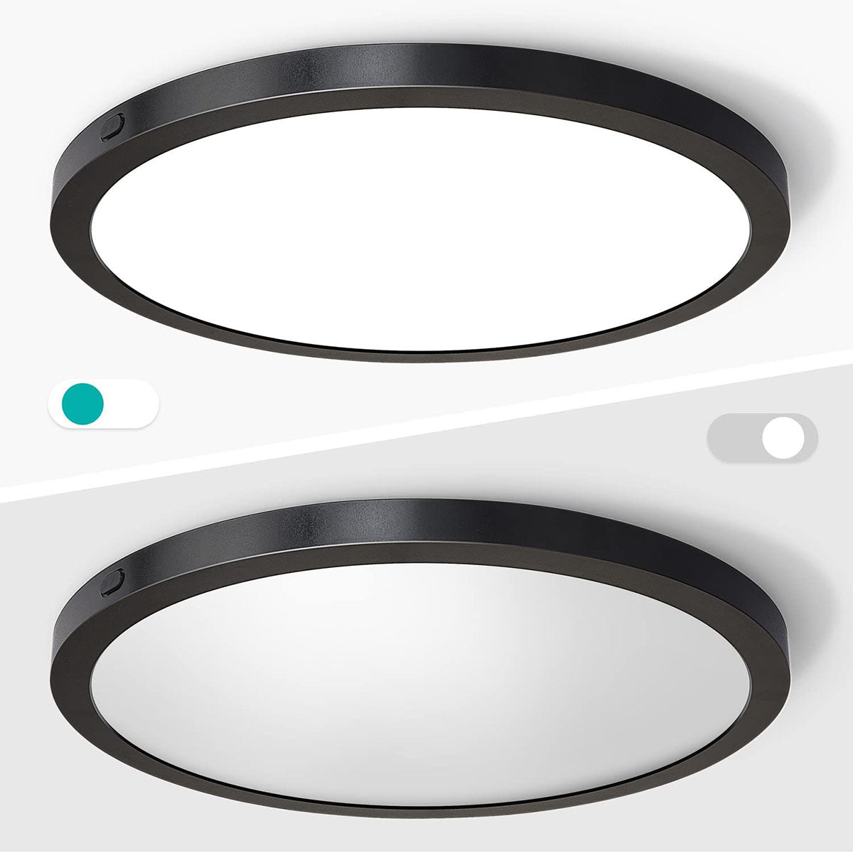 Maxvolador 2-Pack LED Flush Mount Ceiling Light, 12 inch Ceiling Light Fixture, 24W (150W Equivalent), Dimmable 2100lm, Daylight White 5000K, Black Round Ceiling Lamp Surface Mount for Kitchen Hallway