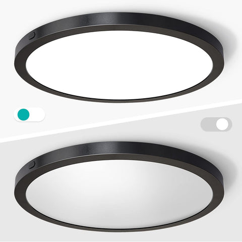 Maxvolador 2-Pack LED Flush Mount Ceiling Light, 12 inch Ceiling Light Fixture, 24W (150W Equivalent), Dimmable 2100lm, Daylight White 5000K, Black Round Ceiling Lamp Surface Mount for Kitchen Hallway