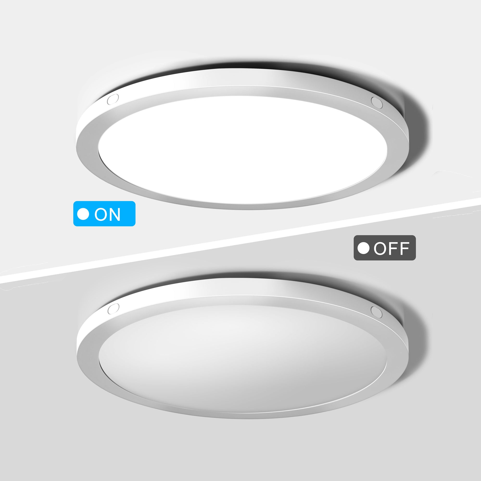 Maxvolador 2-Pack LED Flush Mount Ceiling Light, 12 inch Ceiling Light Fixture, 24W (150W Equivalent), Dimmable 2100lm, Daylight White 5000K, Round Ceiling Lamp Surface Mount for Kitchen Hallway