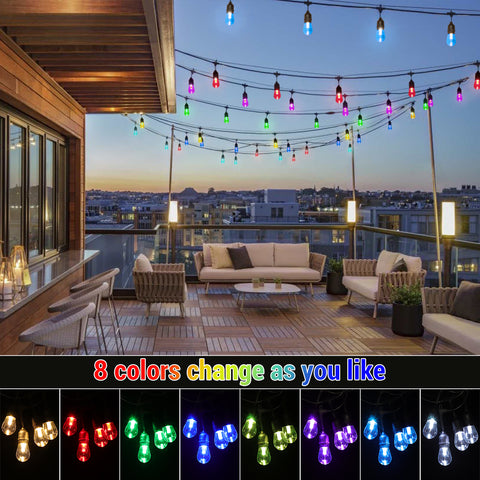 MAXvolador 48FT Solar Outdoor RGB String Lights & 6 Lighting Modes