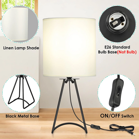 MAXvolador Set of 2 Bedside Table Lamps with Linen Fabric Shade