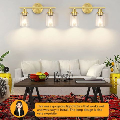 MAXvolador Matte Black Vanity Light, Wall Mounted Lights with Glass Shade