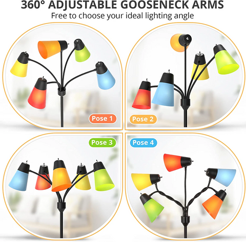 MAXvolador Medusa Multi Head Modern Tall Standing Lamps with 2 Set of Shades