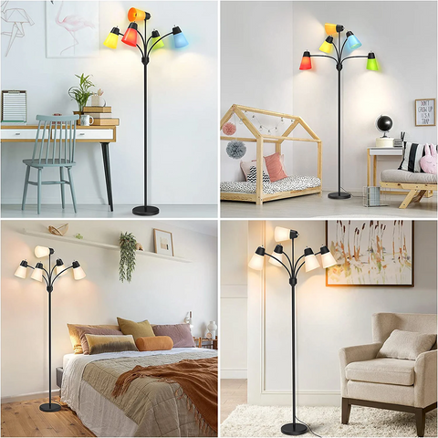 MAXvolador Medusa Multi Head Modern Tall Standing Lamps with 2 Set of Shades