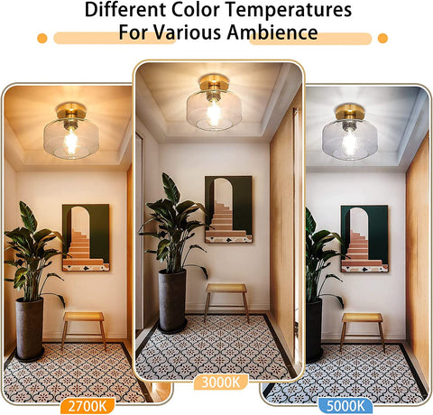 MAXvolador Semi-Flush Mount Ceiling Light with Clear Glass Shade