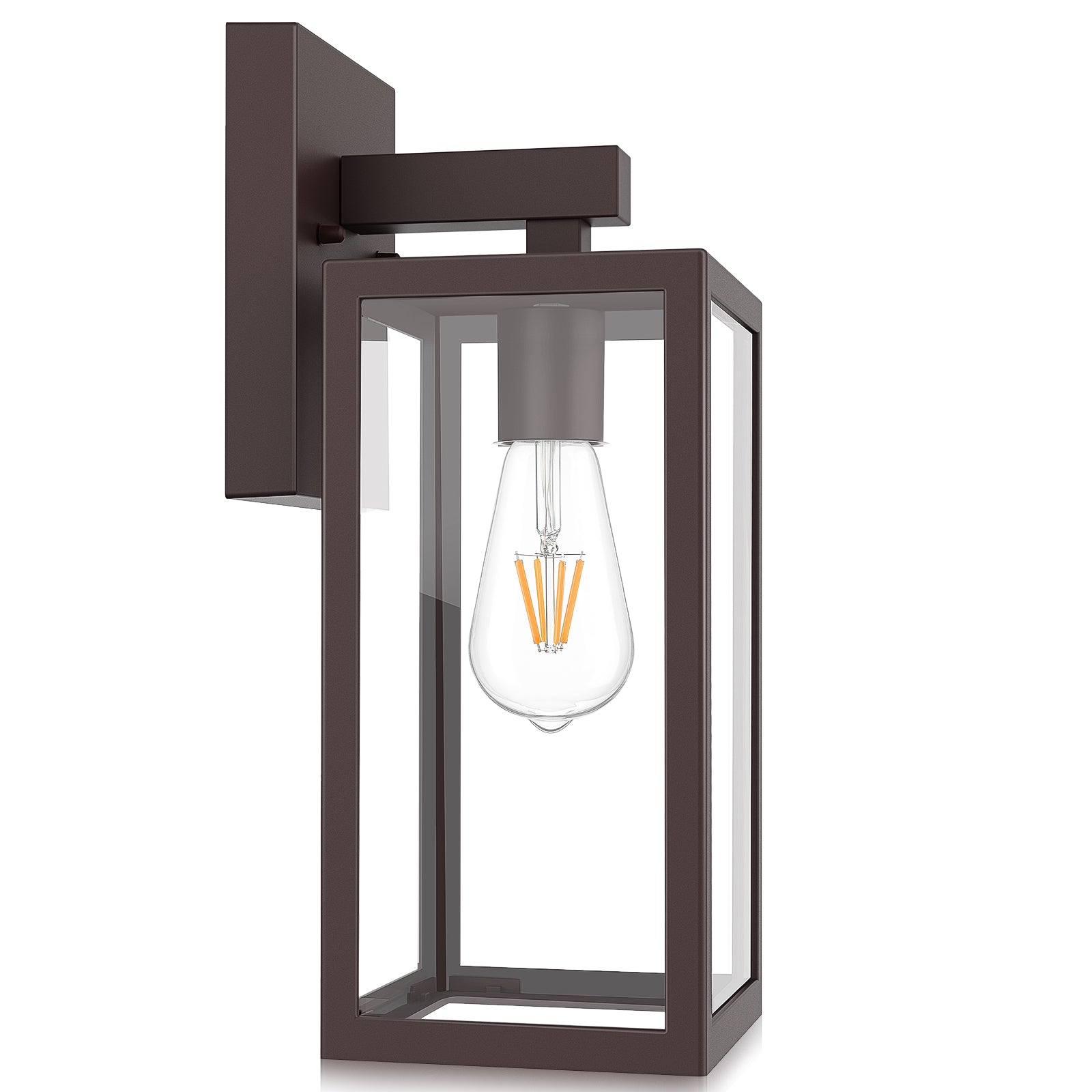 MAXvolador Outdoor Wall Lantern, Exterior Waterproof Wall Sconce Light Fixture, Dark Chocolate Anti-Rust Wall Light with Clear Glass Shade, E26 Socket Wall Mount Lamp for Porch(Bulb Not Included)
