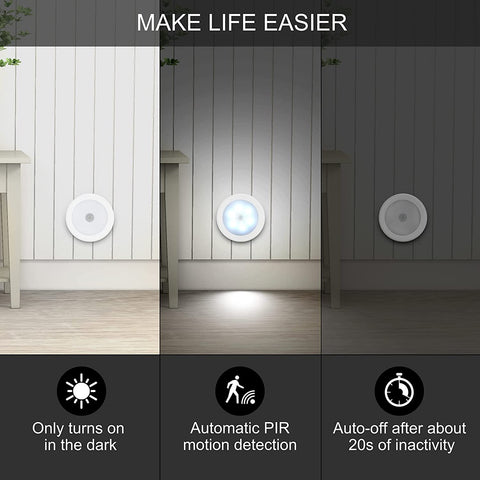 MAXvolador Upgraded Motion Sensor LED Night Light, Non-Fall Cordless Battery-Powered Wall Light, Stick-on Magnet Closet Lights, Safe Lights for Stairs, Hallway, Kitchen, Cabinet (10Pack, White)，Make life easier