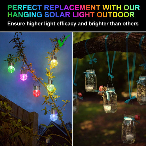 Maxvolador 12-Pack Hanging Solar Lights Outdoor, Decorative Cracked Glass Ball Light, Solar Powered Waterproof Globe Lighting  for Garden, Yard, Patio, Tree, Holiday Decoration(Multicolor)