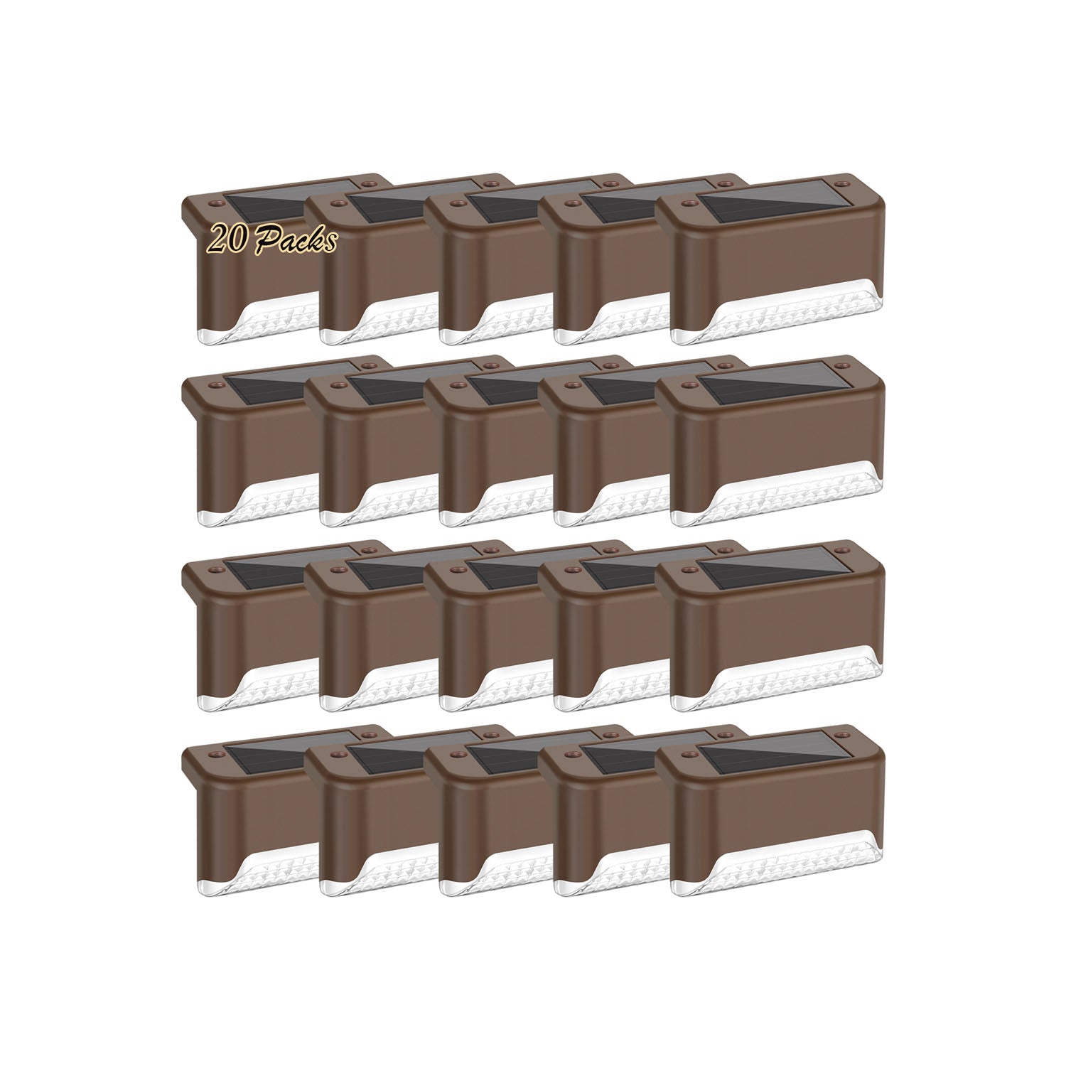 Maxvolador 20-Pack Solar Deck Lights, Solar Powered Step Light Waterproof, LED Outdoor Fence Lighting Bronze Finished for Decks Stairs Patio Path Yard Garden Decor, Warm White