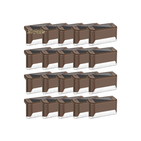 Maxvolador 20-Pack Solar Deck Lights, Solar Powered Step Light Waterproof, LED Outdoor Fence Lighting Bronze Finished for Decks Stairs Patio Path Yard Garden Decor, Warm White