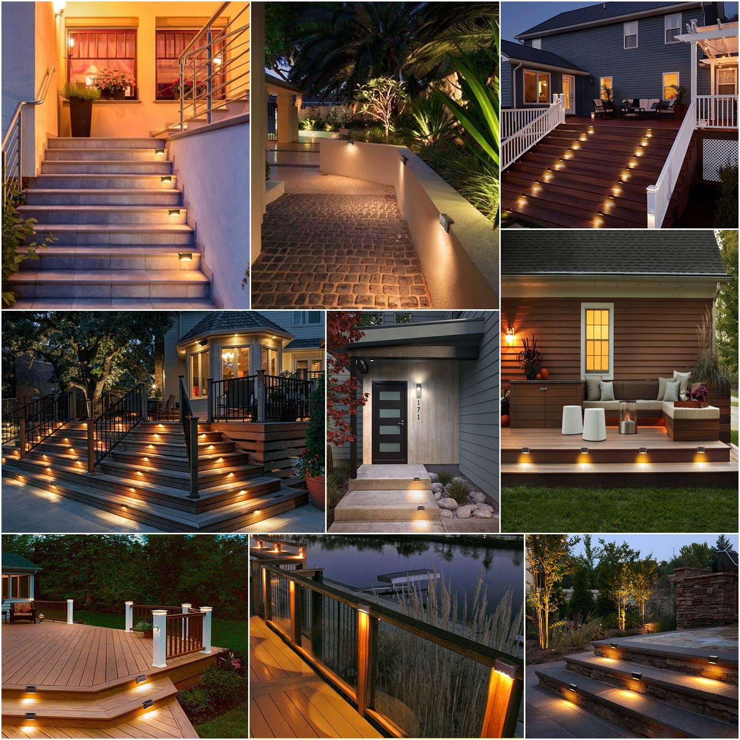 Maxvolador 20-Pack Solar Deck Lights, Solar Powered Step Light Waterproof, LED Outdoor Fence Lighting Bronze Finished for  Stairs Decks Patio Path Yard Garden Decor, Warm White