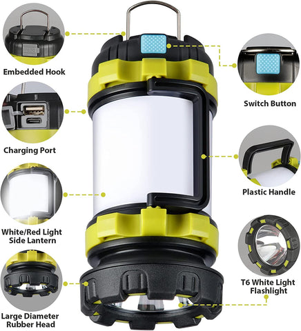 Maxvolador 2 Pack Camping Lantern, Outdoor Led Camping Lantern, Rechargeable Flashlights with 1000LM, 6 Modes, 4000mAh Power Bank, IPX5 Waterproof Portable Emergency Camping Light detailed description