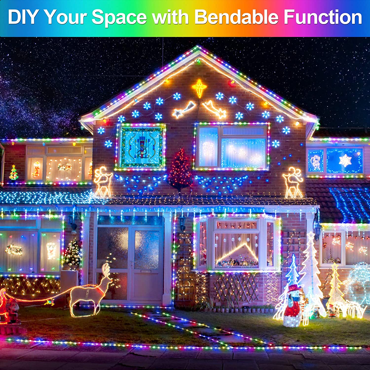 Maxvolador 99Ft LED Rope Lights Outdoor, 16 Colors RGB Remote Control Fairy String Lights Plug in with 300 LEDs, Waterproof, Super Durable for Bedroom Patio Christmas Decor，DIY Your Space with Bendable Function