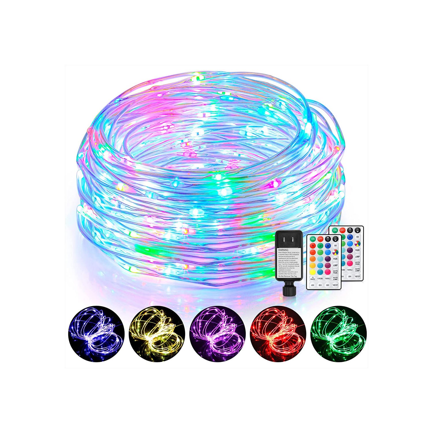 Maxvolador 99Ft LED Rope Lights Outdoor, 16 Colors RGB Remote Control Fairy String Lights Plug in with 300 LEDs, Waterproof, Super Durable for Bedroom Patio Halloween and Christmas Decor