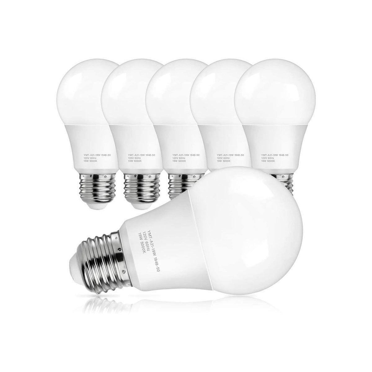 Maxvolador A21 LED Light Bulbs, 150 Watt Equivalent LED Bulbs, Daylight White 5000K, 2600 Lumens, E26 Base, Non-Dimmable, 19W Light Bulbs for Bedroom Living Room Commercial Lighting, Pack of 6