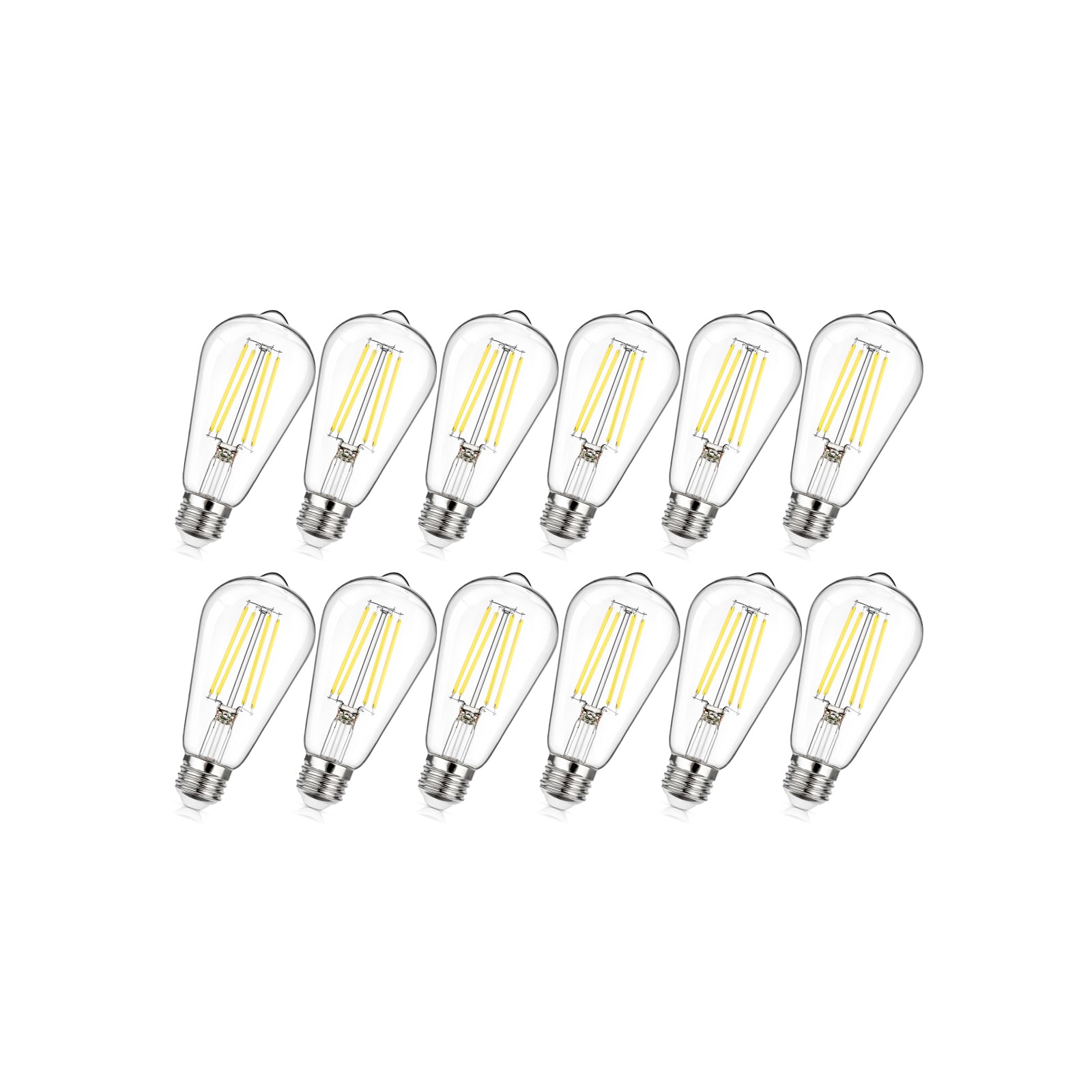 Maxvolador Dimmable Vintage LED Edison Bulb 60W Equivalent, 6W 800Lumens Edison Light Bulbs 5000K Daylight White, ST58 Antique LED Filament Bulb CRI 85+, E26 Medium Base, Clear Glass, Pack of 12