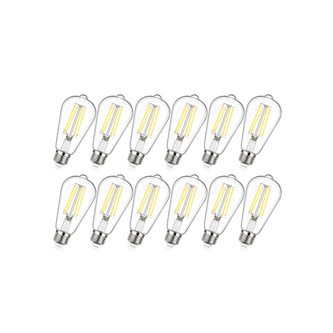 Maxvolador Dimmable Vintage LED Edison Bulb 60W Equivalent, 6W 800Lumens Edison Light Bulbs 5000K Daylight White, ST58 Antique LED Filament Bulb CRI 85+, E26 Medium Base, Clear Glass, Pack of 12