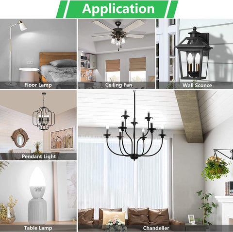 Maxvolador E12 Candelabra LED Bulbs 60W Equivalent, Daylight White 5000K, 6W Chandelier Light Bulbs 600 Lumens, B11 Candle lamp with Decorative Candelabra Base, Non-Dimmable, 12Pack，Application