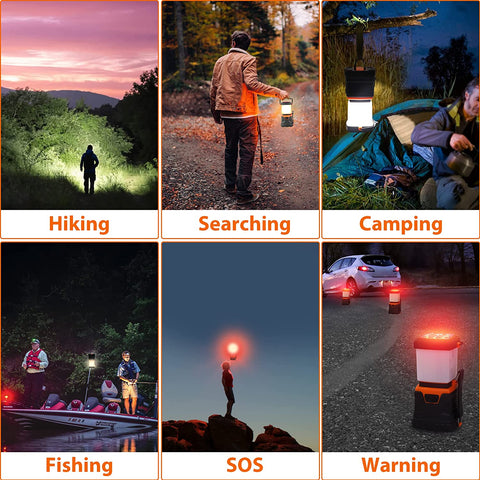 Maxvolador LED Camping Lantern, Rechargeable Flashlights with 1000LM, , Daylight Warm Light 8 Modes, 4400mAh Power Bank, Portable Waterproof Tent Light for Hiking, Survival，Camping，Searching，Warning