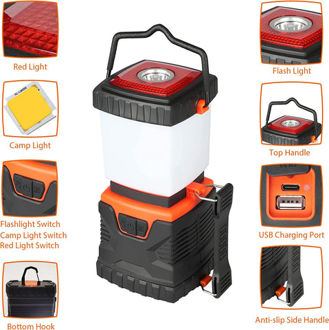Maxvolador LED Camping Lantern, Rechargeable Flashlights with 1000LM, , Daylight Warm Light 8 Modes, 4400mAh Power Bank, Portable Waterproof Tent Light for Hiking, Survival，Detailed description