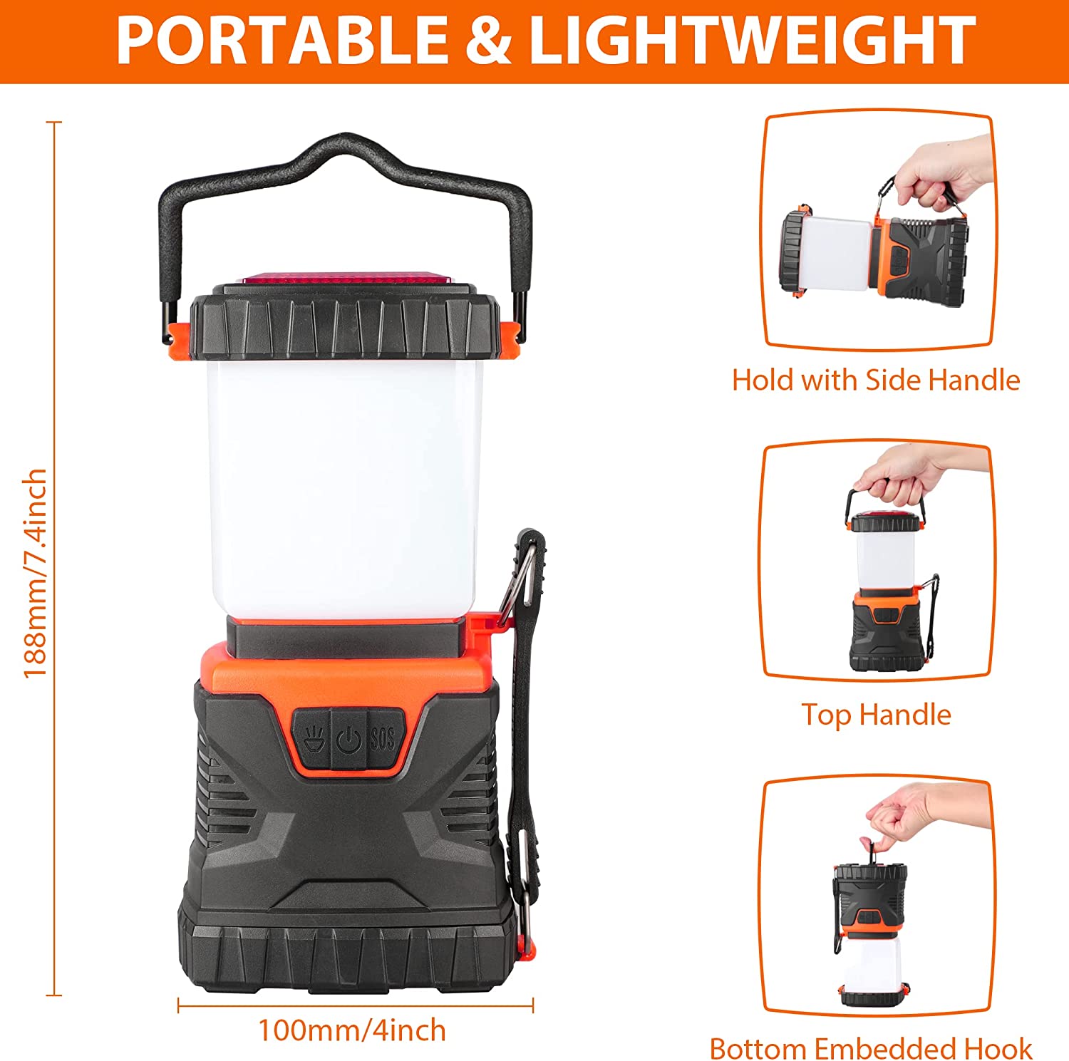 Maxvolador LED Camping Lantern, Rechargeable Flashlights with 1000LM, , Daylight Warm Light 8 Modes, 4400mAh Power Bank, Portable Waterproof Tent Light for Hiking, Survival，Portable and Lightweight