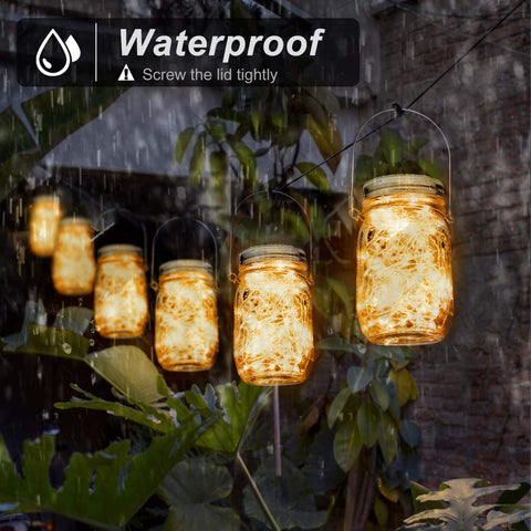 MAXvolador 6-Pack Mason Jar Solar Lights with 3 Light Colors
