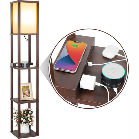 Mlambert Modern Shelf Floor Lamp with Wireless Charger
