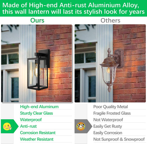 MAXvolador Outdoor Wall Lantern with Clear Glass Shade